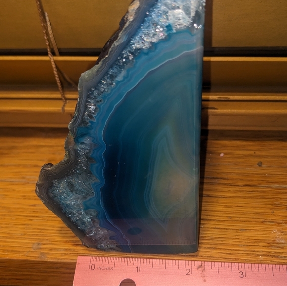Agate Geode Sections Pair of Dyed Turquoise Crystals​​ - Picture 9 of 15